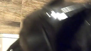 Bathroom Pee Fetish in Shiny Outfit. Pvc Dress Toilet Tease and Dirty Talk