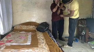 Real Indian Homemade Threesome - Curvy Housewife Sucks & Fucks Two Men