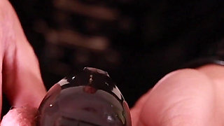 Latex Mistress Sounding and Milking Her Chastity Slave