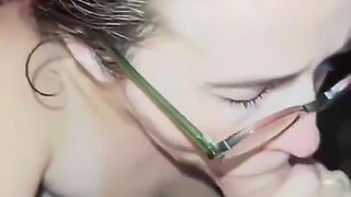 Slut with Glasses Sucks Like a Bitch up to the Facial