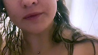 Glamour babe with big boobs masturbates in lingerie