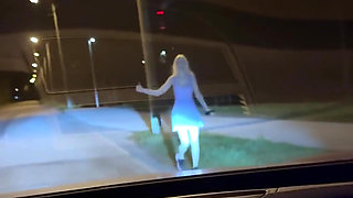 Fucked Busty Sexy Blonde in a Car and Came on Her Face