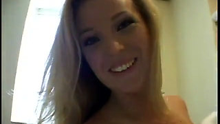 Young whore with natural tits gets her pussy cum covered after taking hard dick
