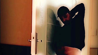 Wanking and Ass Show in Front of a Door