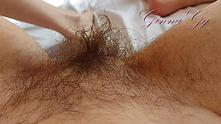 An Extremely Hairy Brunette Finger Masturbates a Pussy From Which Big Labia Stick Out MILF Ginnagg