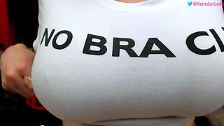 Slutty amateur flashing her big boobs in the backseat