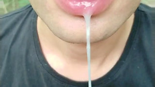 Two Times Cum Spitting by Random Guys - Huge Thick Loads Leaking