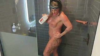 Muscular Mature Model Fucks in Milk Shower