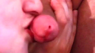 MILF with Big Tits Teaches College Girl to Suck Dick