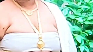 Unveiling in Sexy Body Outdoor, Mallu MILF in Traditional Loincloth and Bodice, Showing Her Big Ass and Boobs