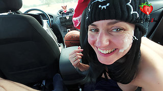 Tight and skinny black-haired basketball player gets fucked hard in a stranger's car