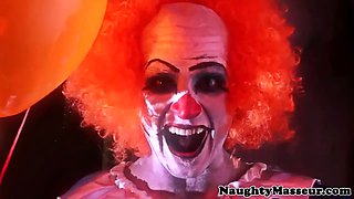 Small Veruca James deepthroats clowns cock
