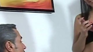 Brunette MILF with Big Nipples Fucked and Cumshot in Mouth by a Nice Hard Cock