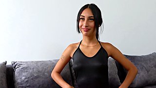 I watched this 18YO LATINA peel her black LINGERIE halfway