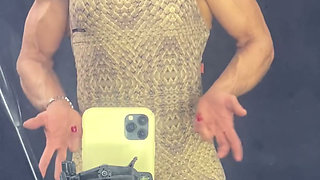 You are delighted by a muscular Latina babe with large tits.