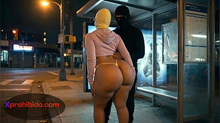 Big Ass Girlfriend Dancing Provocatively at Bus Stop