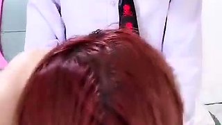Close up POV of teen sucking cock