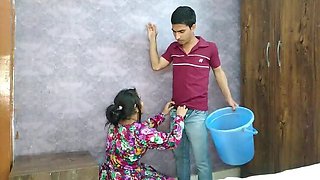 Indian Housewife Unbuttons Servant's Pants and Sucks His Cock Hard