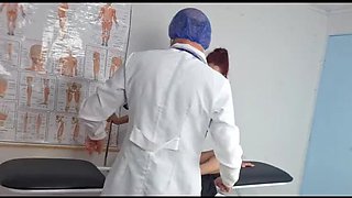 Naughty redhead teen gets artificial insemination creampie from her gynecologist in POV doggy style!