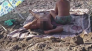 Exhibitionist Wife Outdoor Amateur MILF Blowjob & Handjob Big Cock on Nudity Beach Public in Front of Voyeur with Cum