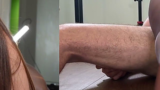 Thighjob and Footjob in Sexy Shiny Pantyhose - Cum on Nylon