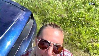 Alluring blonde driver shares passionate moments with her mechanic