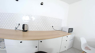 Jolie Butt Comes to Play and Kneels Down and Slips a Cock in Her Mouth in VR