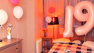 Small titted brunette teen fingering on the bed