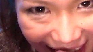 Asian Sex Fest Scene 1: Beautiful Japanese Girl Runa Sezaki in a Dress Sucking Three Cocks at Once