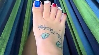 Flexible foot fetish masturbating with feet and hands