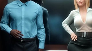 Blonde Secretary Wife Trapped in an Elevator with BBC