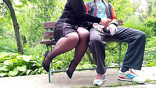 Pulled Out His Cock in Front of His Shy Stepmother Wearing Pantyhose