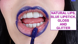 Natural Lips, Blue Lipstick, Gloss and Glitter