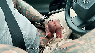 Roadtrip Cum - Foot Tease, New Pussy Piercing and Real Orgasm