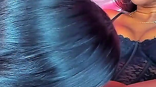 Horny Lesbian Masturbates Watching Porn of Pussies Being Eaten on Screen