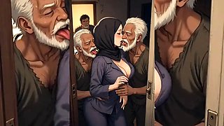 Hijabi Muslim Babes Degraded & Ravaged by Ugly Fat Dirty Old Men \u2013 Squeezed, Kissed, Fucked Hard Part 2