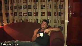 Busty Black Babe Takes Huge German Cock - Safari Sex with Big Tits & Cumshot
