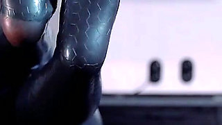 Curvy Sexy MILF with Big Ass in Latex Rubber Catsuit