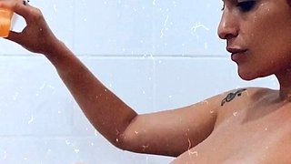 Nasty brunette pornstar with big boobs