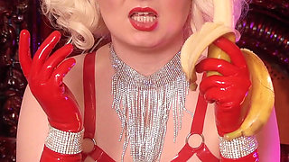 Femdom POV cuckold video from latex mistress