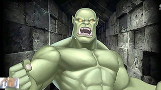 Hot blonde elven babe Studiouwu gets dominated by a massive orc in dungeon escape