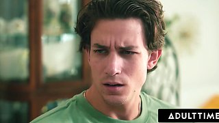 Hot busty blonde MILF Dee Williams seduces two younger guys and getes fucked hard in a passionate MMF threesome sex