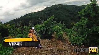 HUNT4K: Naked Stranger with Nice Boobs Fucked Hard in Forest - Outdoor Sex with Spanish Girl