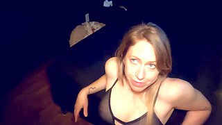 Blue eyes, fit blonde, blonde milf pov