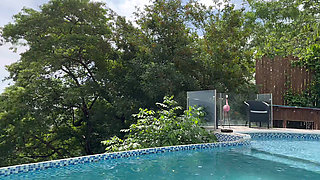 Dildo Riding at the Pool