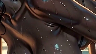 Stressed Boss Gets His Cock Wet in the Sunset Infinity Pool with Ebony Bikini Babe [ai Generated]