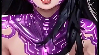 Cute Brunette Moaning and Show Tongue, Ai Animation