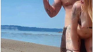 Caught Fucking On The Beach Outdoor Public Suck And Fuck In View Of Everyone