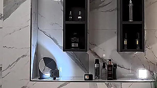 Hottest Brunette Babe Beautiful Girl in the Bathroom Loves to Show off Her Pussy and Cute Butt Under Miniskirt