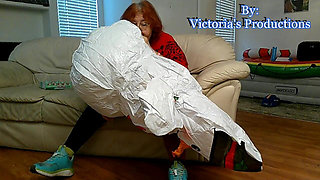 BBW Mature Redheaded Nurse Vicki Blows up Inflatable Snowman for You